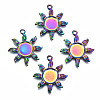 Plated Rainbow Color Alloy Pendant Cabochon Settings PALLOY-S180-028-RS-1