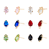 SUPERFINDINGS 24Pcs 6 Colors Brass Stud Earring Findings KK-FH0004-23-1