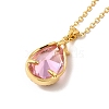 Pink Cubic Zirconia Pendant Necklace NJEW-H161-01G-3