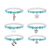 6Pcs 6 Style Synthetic Turquoise & Glass Beaded Stretch Bracelets Set BJEW-JB08995-1