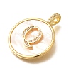 Rack Plating Brass Micro Pave Clear Cubic Zirconia Pendants with Shell KK-M309-42G-Q-3