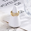 Brass Micro Pave Clear Cubic Zirconia Cuff Finger Rings for Women RJEW-G337-28G-3