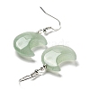 Natural Green Aventurine Crescent Moon Dangle Earrings EJEW-P241-01P-03-2