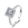 Square Rhodium Plated 925 Sterling Silver Pave 6.5x3.9mm Moissanite Finger Rings for Women WG02E28-04-5