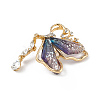 Resin Butterfly Brooch Pin with Crystal Rhinestone X-JEWB-P016-05KCG-01-3