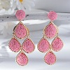 Teardrop Alloy Raffia Dangle Stud Earrings FS-WG86BCE-02-1
