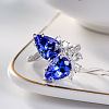 Teardrop Brass Micro Pave Cubic Zirconia Adjustable Cuff Rings for Women FS-WGFBA23-01-2