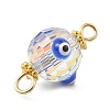 Transparent Evil Eye Glass Connector Charms PALLOY-JF02209-3