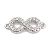 Brass Pave Clear Cubic Zirconia Infinity Connector Charms KK-M293-46P-1