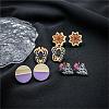 Halloween Spider Ghost Spider Web Wood Stud Earring Sets EJEW-OY002-02-1