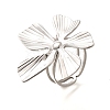 Flower Stainless Steel Open Cuff Ring for Women RJEW-R006-03P-01-4