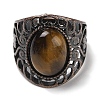 Natural Tiger Eye Oval Adjustable Rings RJEW-K271-06R-22-3