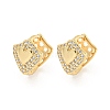 Heart Brass Pave Clear Cubic Zirconia Hoop Earrings EJEW-M258-20G-1