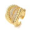 Brass Micro Pave Clear Cubic Zirconia Open Cuff Rings for Women RJEW-A048-13G-1