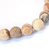 Frosted Natural Picture Jasper Round Bead Strands G-E334-6mm-26-2