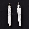 Natural Howlite Brass Pointed Pendants G-B025-02P-16-3