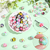 100Pcs 20 Colors Printed Round Silicone Focal Beads SIL-PA0001-41-6
