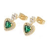 Brass Micro Pave Clear Cubic Zirconia Studs Earring for Women EJEW-S225-16G-1