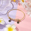 Glass Seed Beads & Stainless Steel Bangles with Black Flower for Women BJEW-JB10411-2