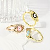 Brass Micro Pave Clear Cubic Zirconia Enamel Cuff Rings for Women RJEW-L113-043G-3