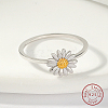 Anti-Tarnish Rhodium Plated 925 Sterling Silver Daisy Flower Finger Ring for Women KN3229-4-2