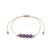 3Pcs 3 Style Natural Amethyst Braided Bead Bracelets Set BJEW-JB09334-02-3