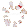 Alloy Enamel Bunny Pendants ENAM-CJ0001-36-6