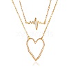 Double Layer Alloy ECG & Heart Pendant Necklaces for Women WGD710A-01-5