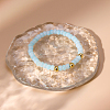 Natural Aquamarine Round Beaded Stretch Btacelets for Women IL6669-1