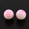 Pearl Pink Spray Painted Glass Round Bead Strands X-GLAA-R139-12mm-01-1