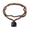 Natural Ice Crystal Obsidian Buddha Head Pendant Necklaces NJEW-JN03644-1