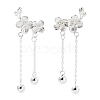 999 Sterling Silver Flower Stud Earrings EJEW-P296-12S-1