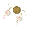 Shell Pearl with Glass Dangle Earring EJEW-JE05931-01-3