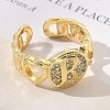 Brass Micro Pave Clear Cubic Zirconia Open Cuff Rings for Women RJEW-K289-02G-R-2