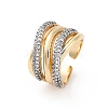 Brass Micro Pave Clear Cubic Zirconia Cuff Finger Rings for Women RJEW-C116-18G-4