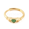 Hand with Heart Natural Dyed & Heated Green Onyx Agate Adjustable Rings RJEW-Q817-06G-01-2