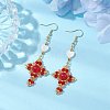 Natural Mixed Stone & Glass Seed Beads Dangle Earrings for Women EJEW-MZ00213-01-2