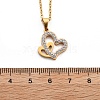 304 Stainless Steel Crystal Rhinestone Heart Pendant Cable Chain Necklaces for Women NJEW-Z056-01A-G-5