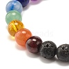 Natural Lava Rock Round Beads Stretch Bracelet BJEW-JB07455-5