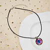 Alloy Glass Evil Eye Pendant Black Waxed Cord Necklaces FS-WG6E26E-03-1