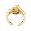 Rack Plating Oval Brass Micro Pave Cubic Zirconia Open Cuff Rings for Women RJEW-B064-06G-3