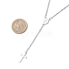 201 Stainless Steel Virgin Cross Pendant 304 Stainless Steel Singapore Chain Rosary Bead Necklaces for Women Men NJEW-JN05436-3