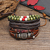 Punk Style Adjustable Cowhide Cord Bracelet Sets WG74349-01-5