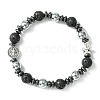 Natural Lava Rock Beaded Stretch Bracelets BJEW-JB09630-1