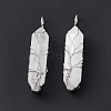 Natural Quartz Crystal Copper Wire Wrapped Pointed Pendants G-F733-05G-4