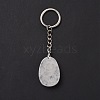 Natural Quartz Crystal Teardrop with Spiral Pendant Keychain KEYC-A031-02P-06-4