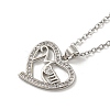 Mother's Day Brass Micro Pave Cubic Zirconia Heart Pendant Necklaces NJEW-R263-03A-P-1