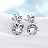 Brass Micro Pave Cubic Zirconia Stud Earrings EJEW-D288-18P-4