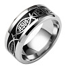 Stainless Steel Jesus Fish with Word Finger Ring EAER-PW0001-170C-02-1