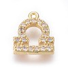 Golden Plated Brass Micro Pave Cubic Zirconia Charms ZIRC-L075-51G-1